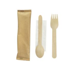 Kraft Bag Wood Spoon+Fork+Napkin