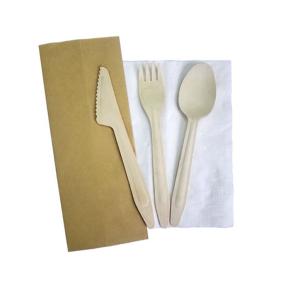 165mm Kraft Bag Wood Cutlery Set