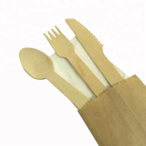 140mm Kraft Bag Wood Cutlery Set 