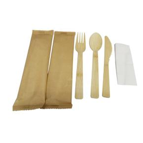 Kraft bag disposable bamboo cutlery set