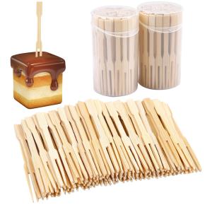 Bamboo Mini Fork Disposable And Biodegradable Fruit Forks 9cm With Customized Package